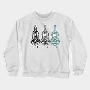 Three Guitar Bodied Hurdy-Gurdies Crewneck Sweatshirt